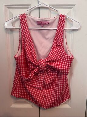 Eva Franco Red Gingham Bow Tank